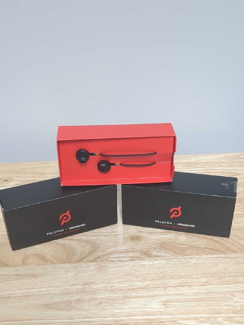 2 Peloton Black Earbuds with Red Presentation Box SET Of 2 Included